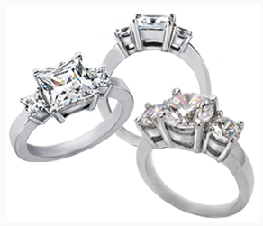 Design your own stylish three stone ring.