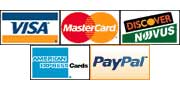 Visa, MasterCard, Discover, American Express, PayPal